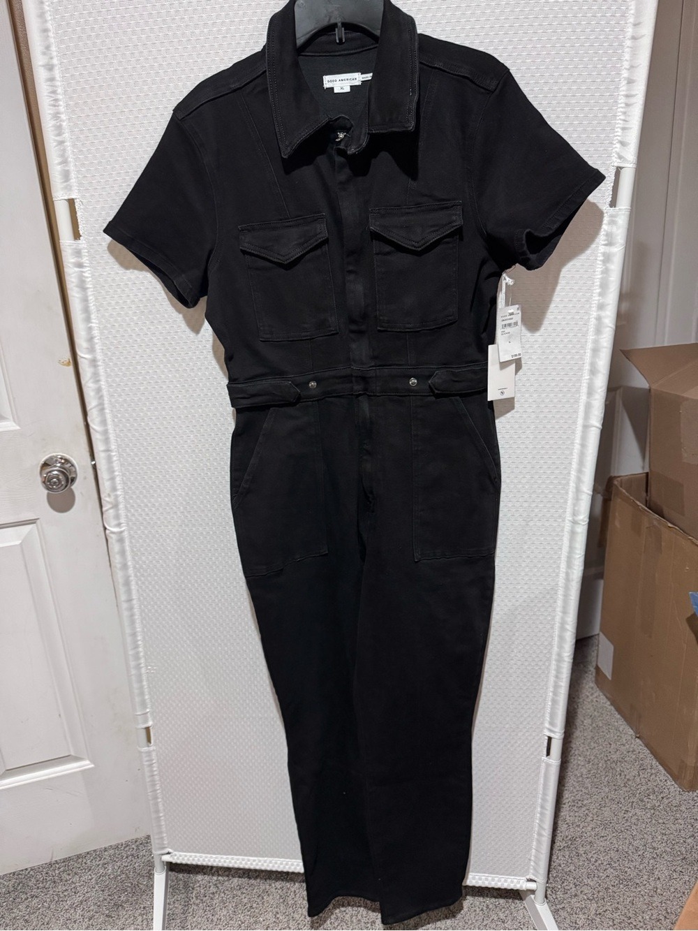 GOOD AMERICAN Stretch Denim Black Jumpsuit Size XL NWT MSRP $199 - Picture 2 of 6